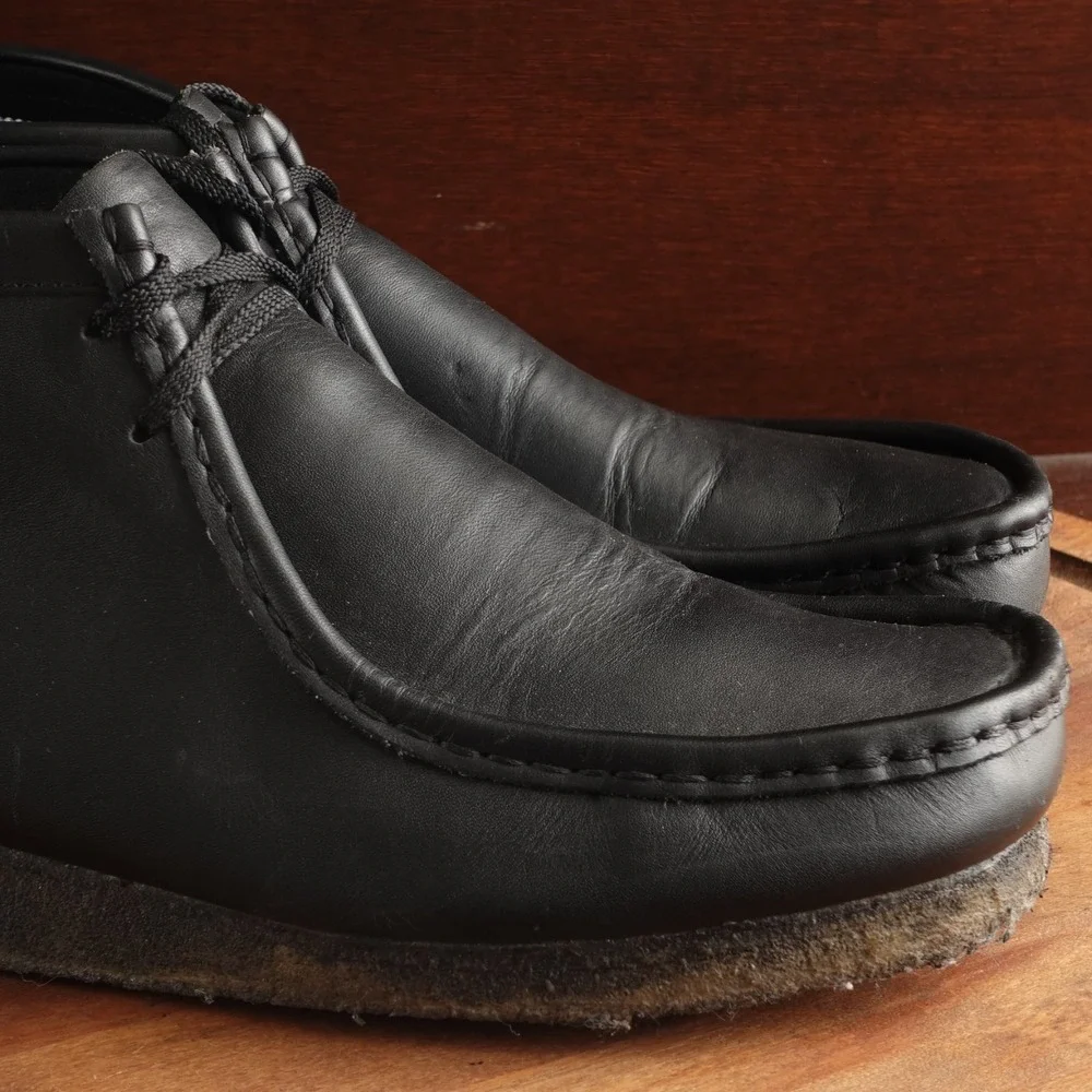 Clarks Boots Mens SZ 11M BLK Originals Wallabee Leather Moc Toe Classic Neutral